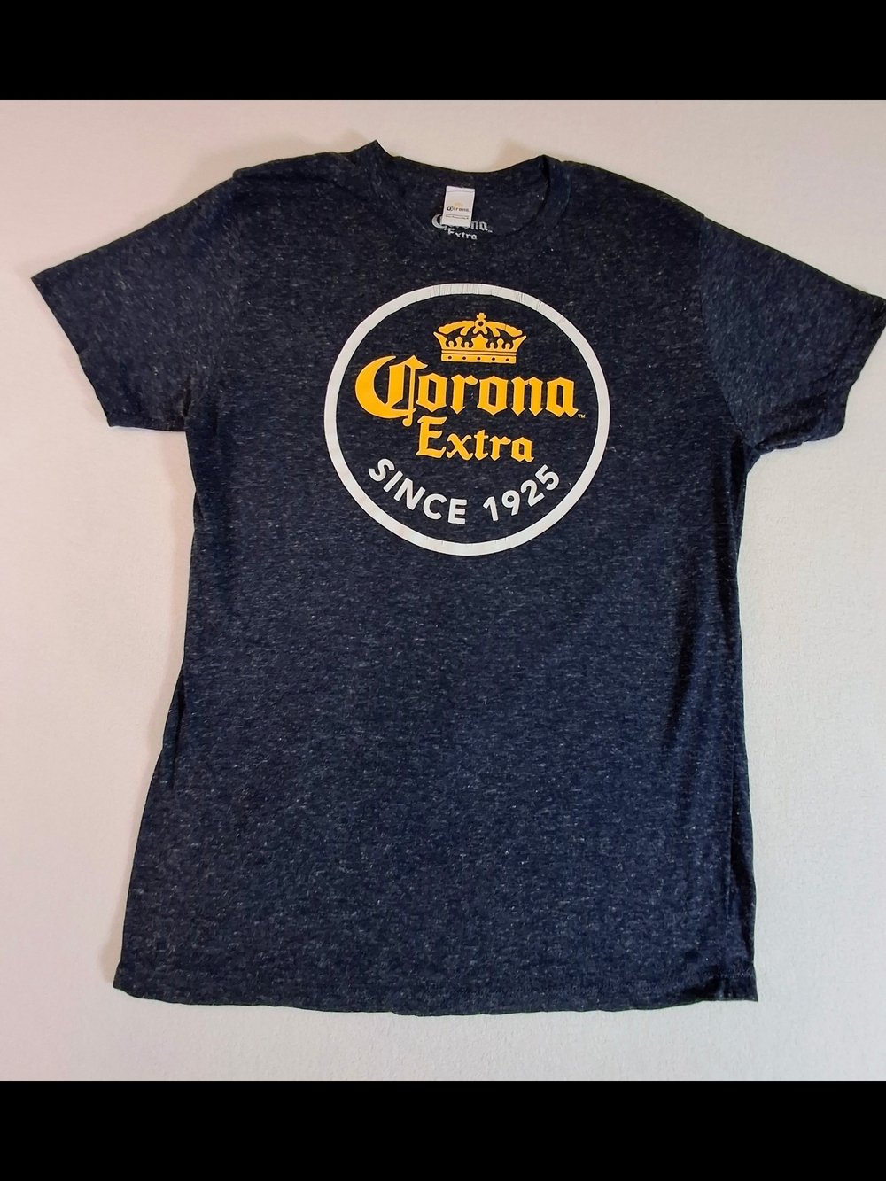 Corona Womens Size M Extra Navy Blue Tee with Yellow Logo
